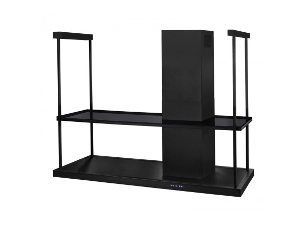 Безшумна кухонна витяжка острівна Afrelli Elea Isola Glass Black Matt