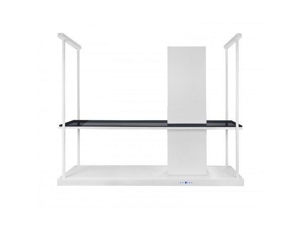 Безшумна кухонна витяжка острівна Afrelli Elea Isola Glass White Matt