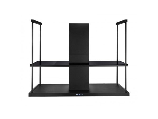 Безшумна кухонна витяжка острівна Afrelli Etna Isola Glass Black Matt